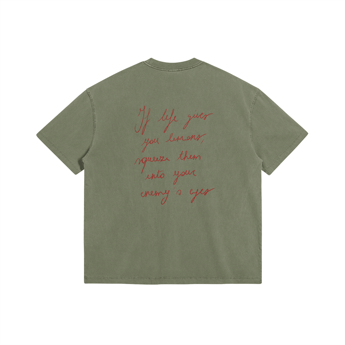 Lemons by Aube Studio in Artichoke - Flat lay back view - Unisex oversized fit - Aube Studio