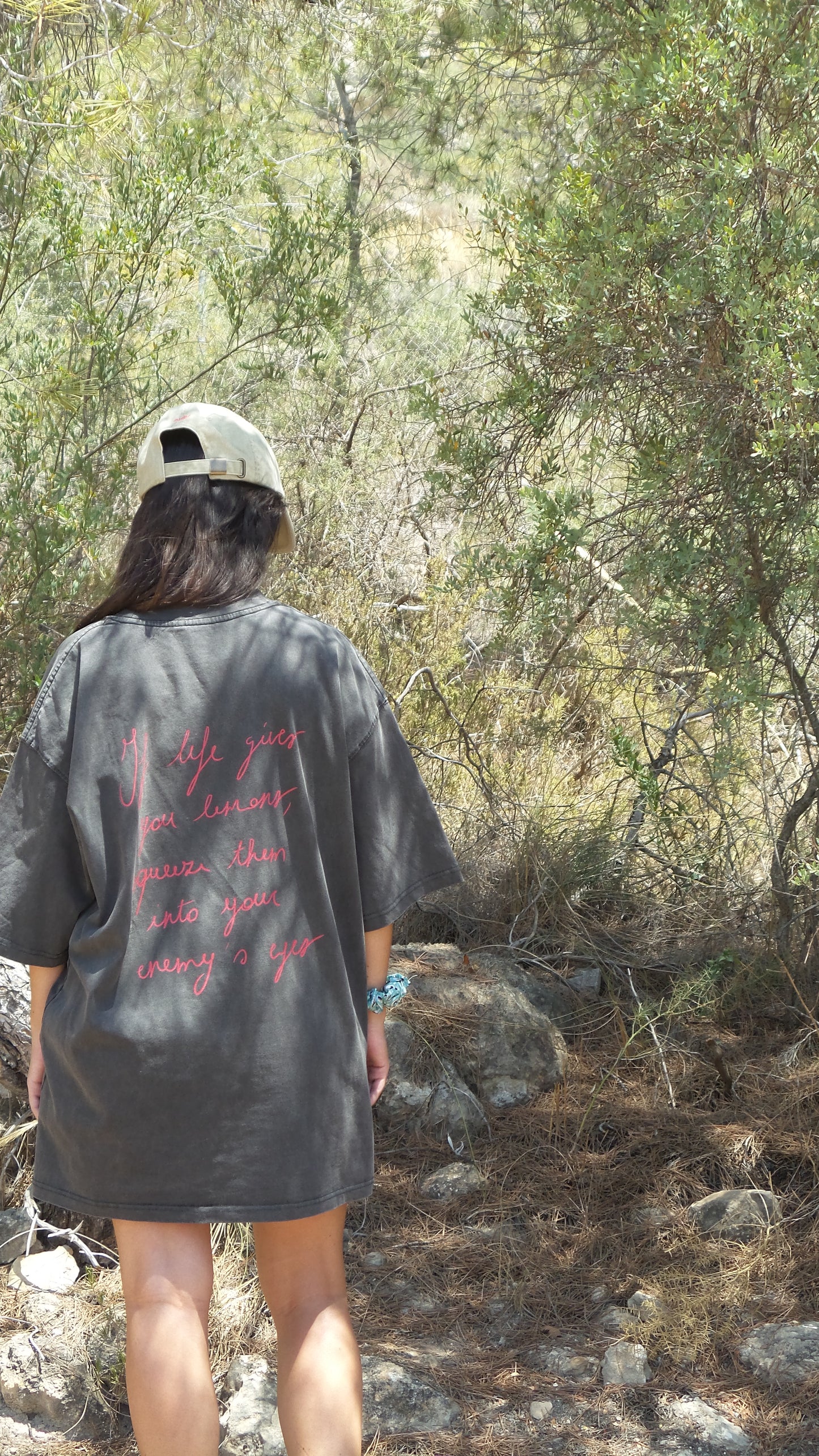 Lemons by Aube Studio in Dark Gray - Worn back view - Unisex oversized fit - Aube Studio