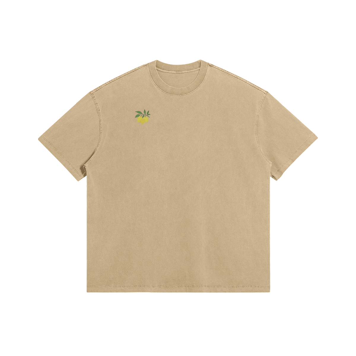 Lemons by Aube Studio in Khaki - Flat lay front view - Unisex oversized fit - Aube Studio