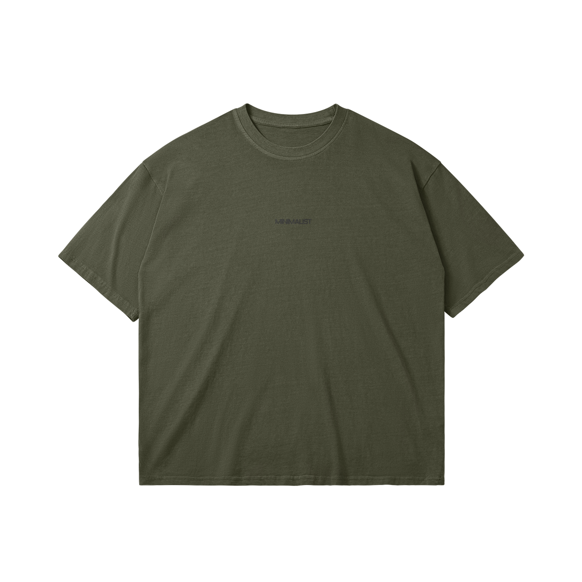 Flat lay front view of Oversized unisex cotton t-shirt in sage green – Minimalist design – Aube Studio