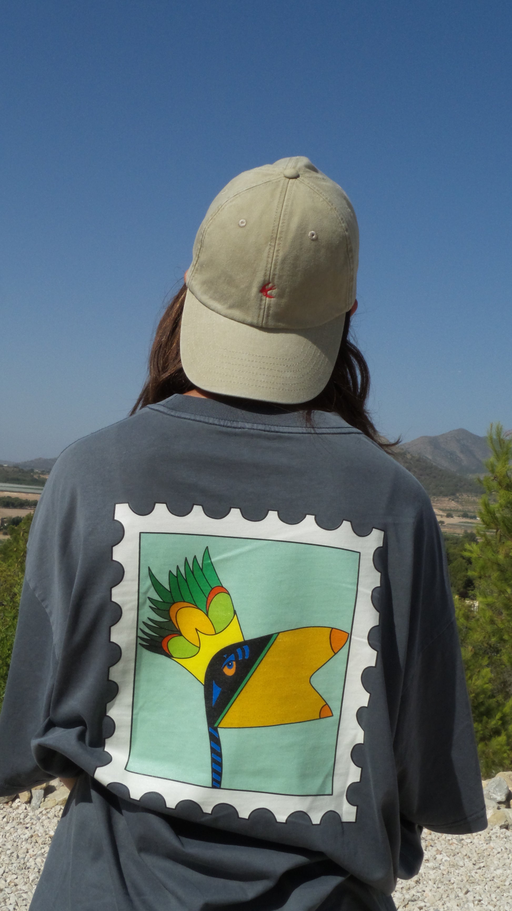 Aube Baseball Cap by Aube Studio in Vintage Stone - Worn front (visor back) view - Unisex oversized fit - Aube Studio