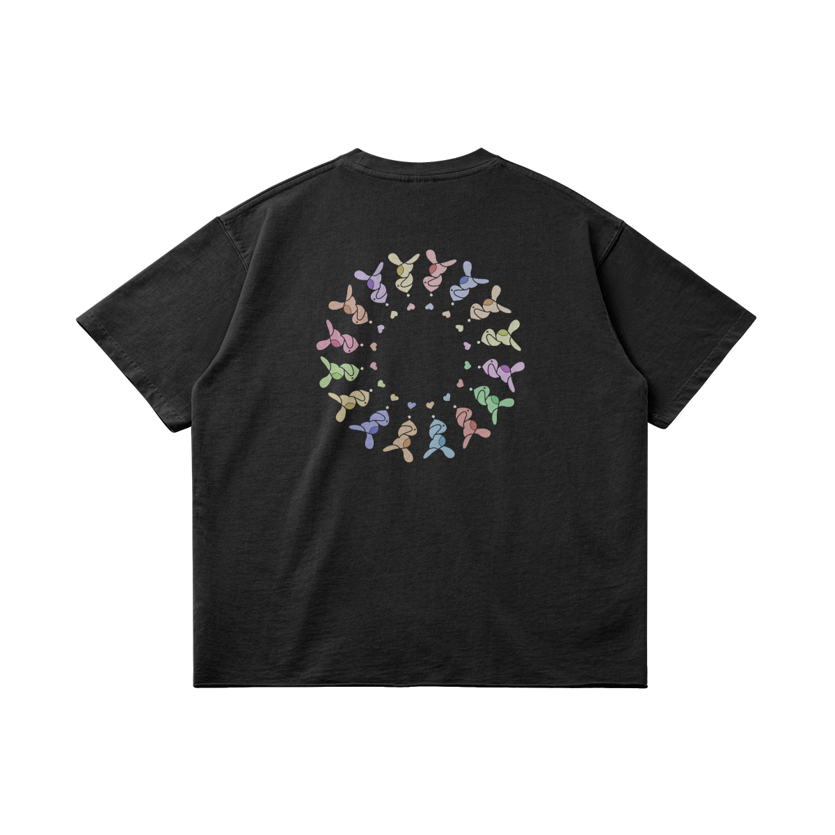Circle by Aube Studio in Faded Black - Flat lay back view - Unisex oversized fit - Aube Studio