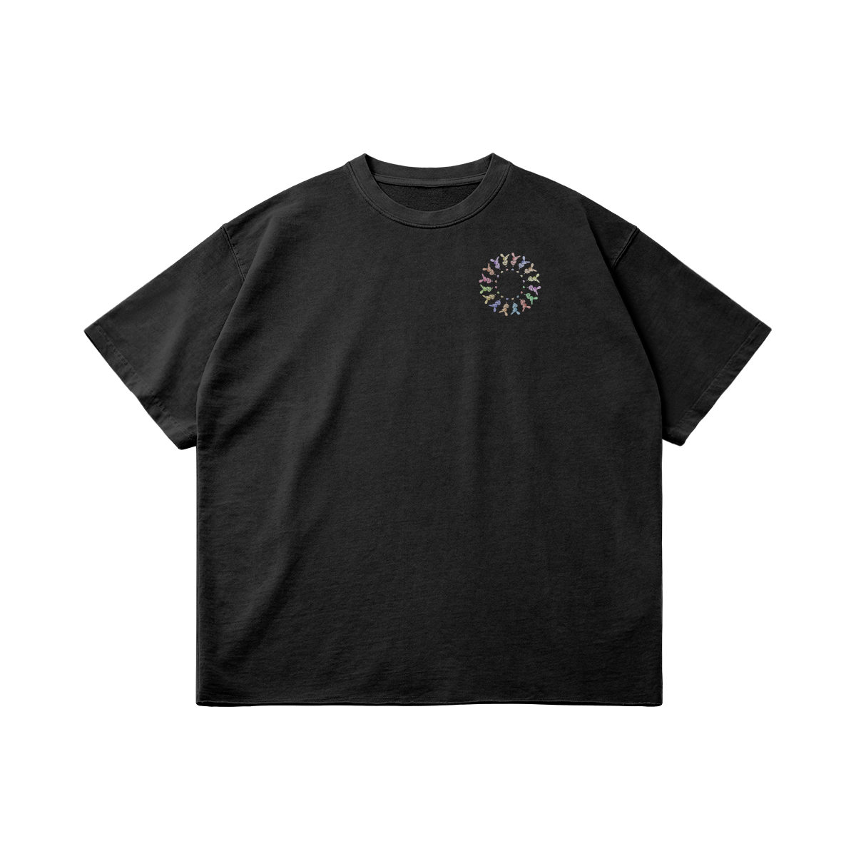 Circle by Aube Studio in Faded Black - Flat lay front view - Unisex oversized fit - Aube Studio