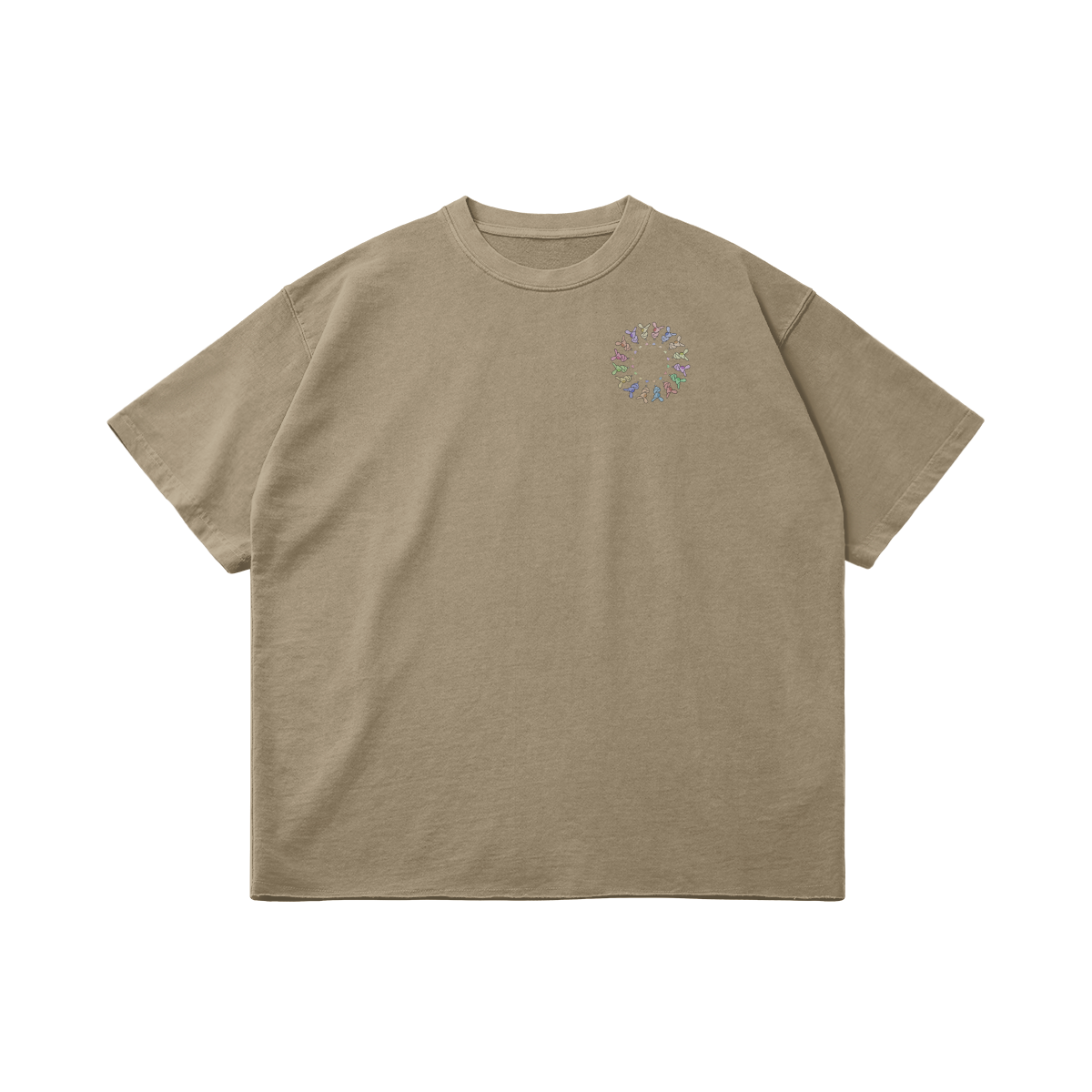 Circle by Aube Studio in Khaki - Flat lay front view - Unisex oversized fit - Aube Studio