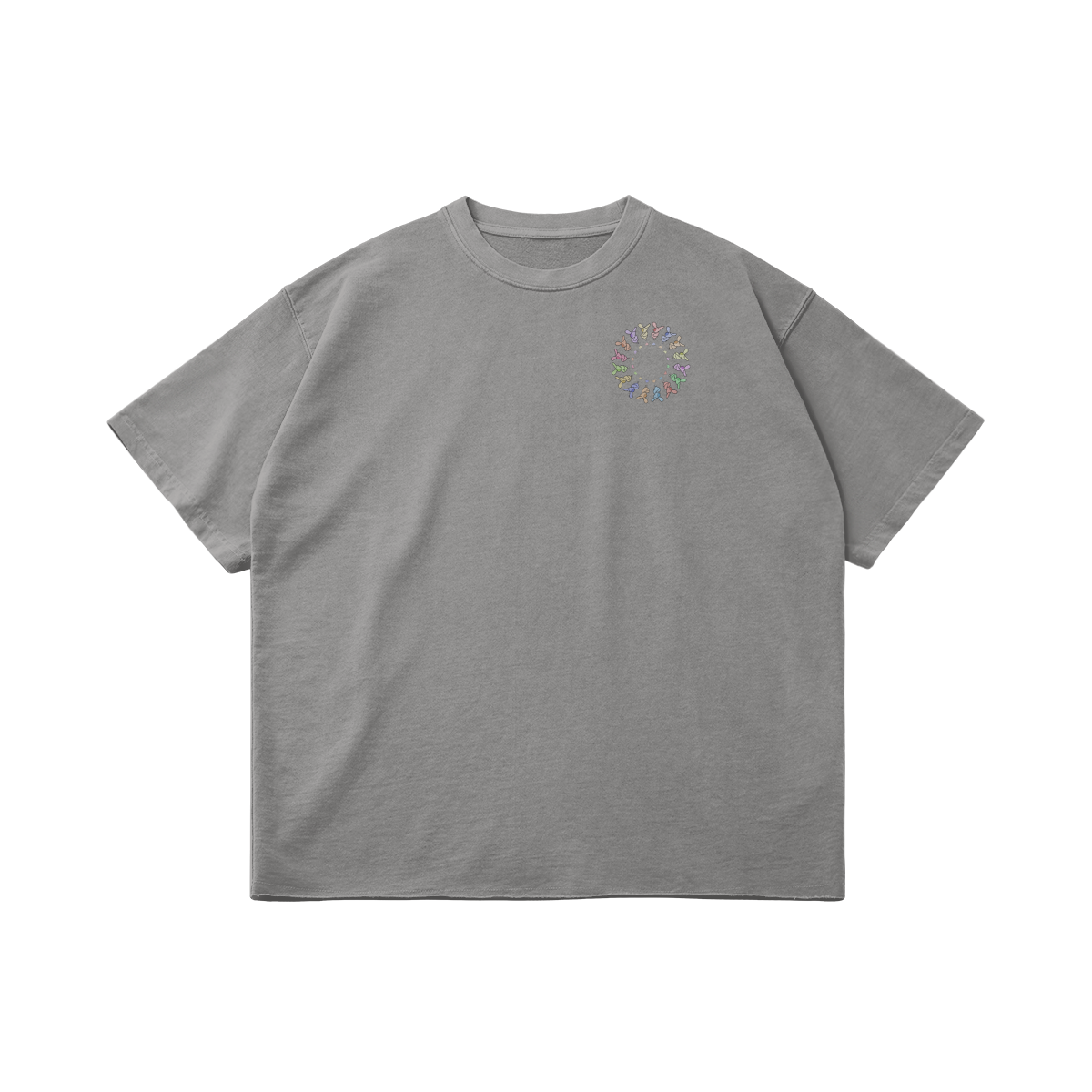 Circle by Aube Studio in Light Gray - Flat lay front view - Unisex oversized fit - Aube Studio