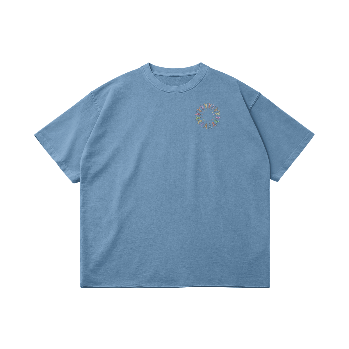 Circle by Aube Studio in Slate Blue - Flat lay front view - Unisex oversized fit - Aube Studio