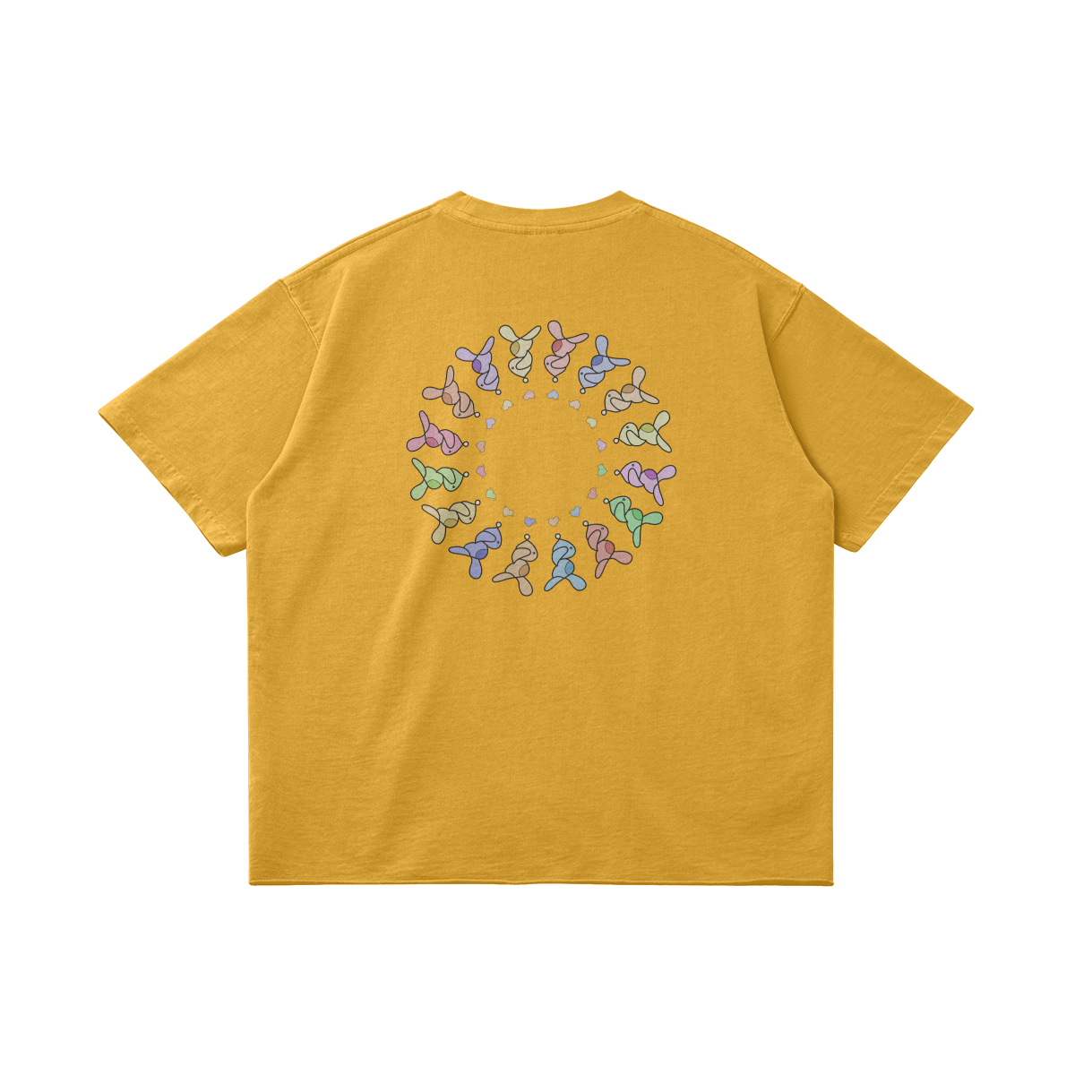 Circle by Aube Studio in Vintage Yellow - Flat lay back view - Unisex oversized fit - Aube Studio