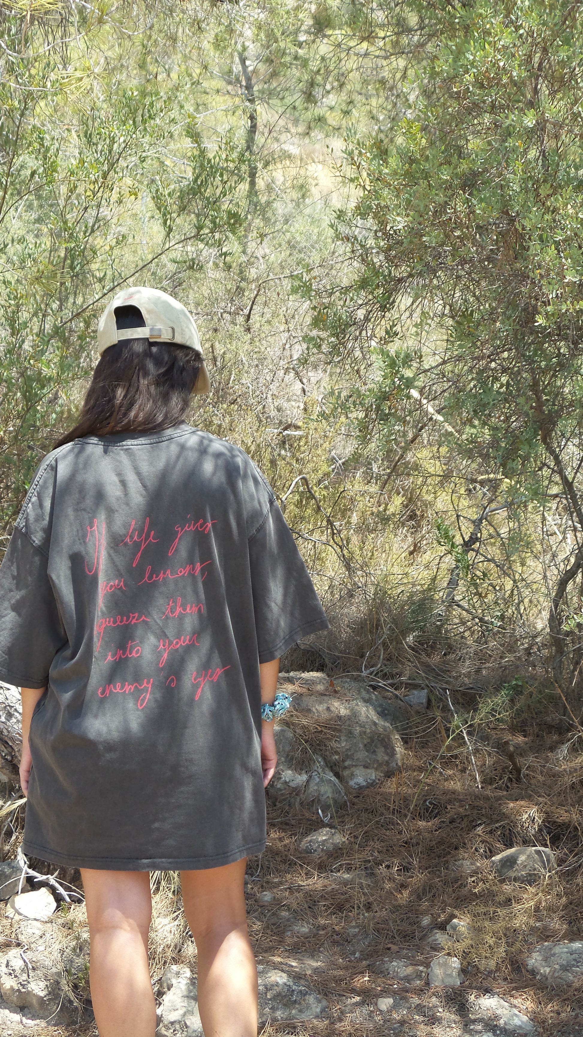 Lemons by Aube Studio in Dark Gray - Worn back view - Unisex oversized fit - Aube Studio