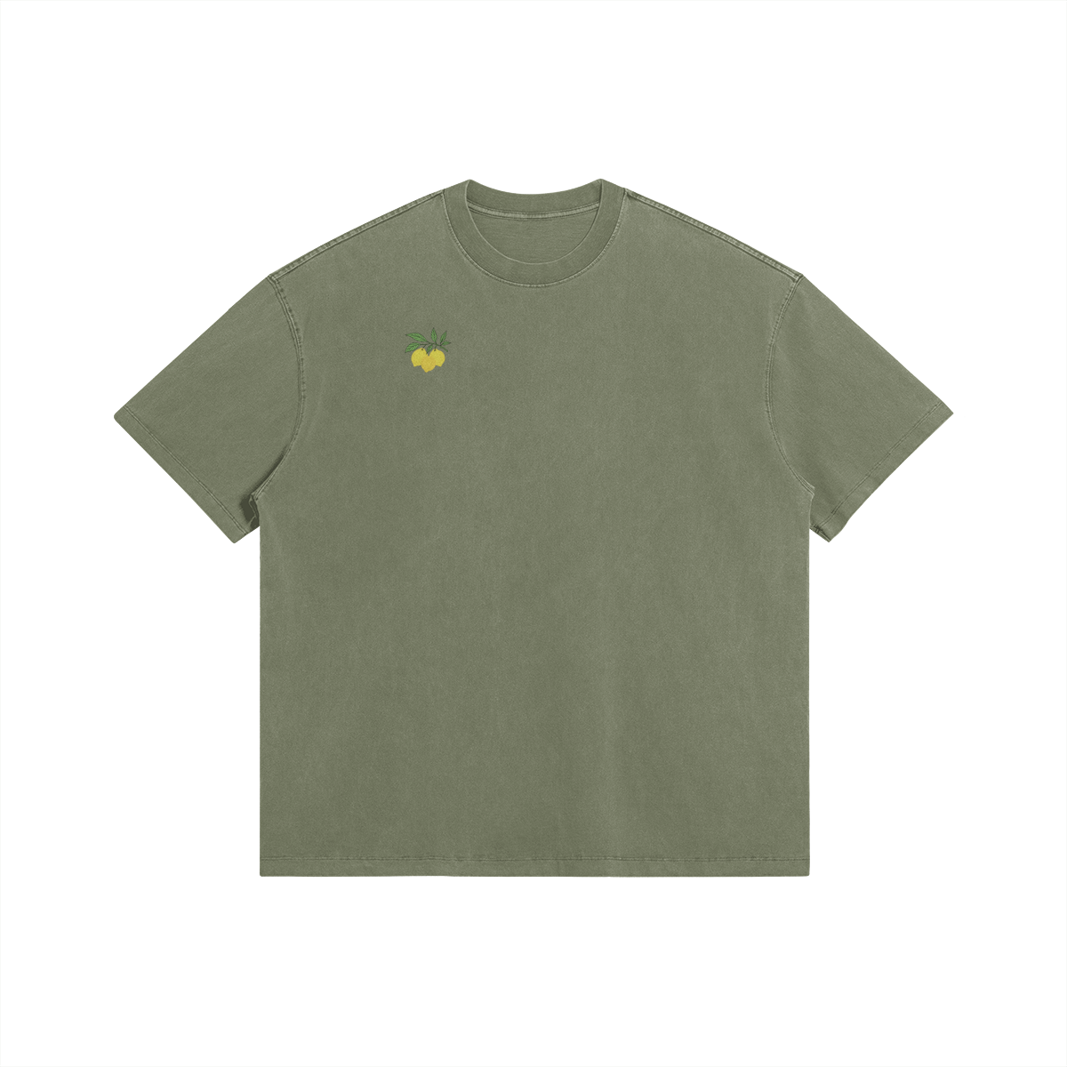 Lemons by Aube Studio in Artichoke - Flat lay front view - Unisex oversized fit - Aube Studio