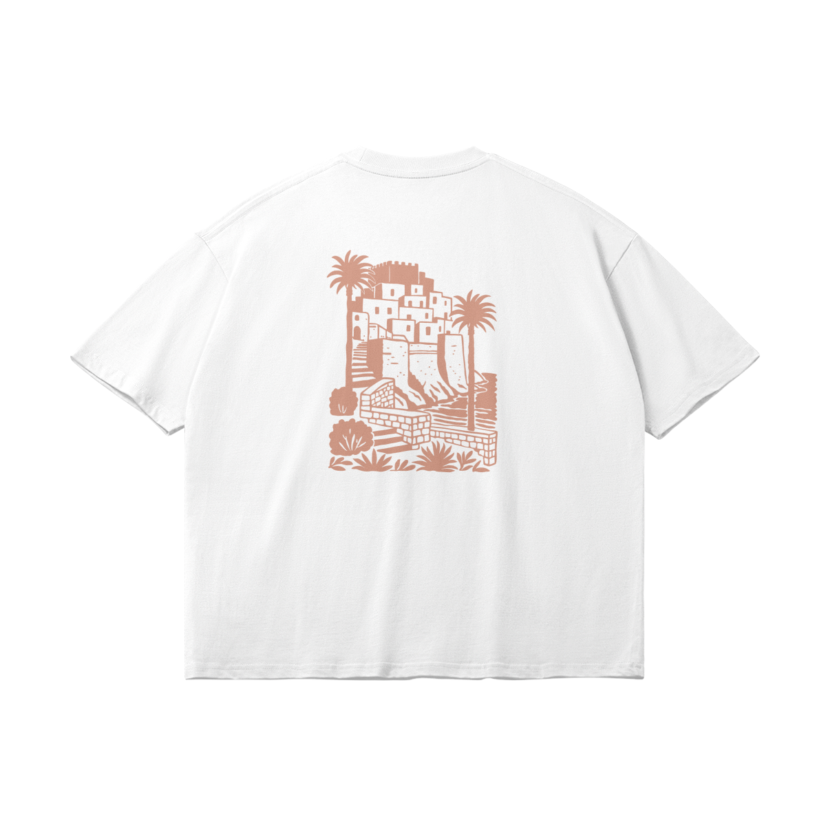 Peñiscola by Aube Studio in White - Flat lay back view - Unisex oversized fit - Aube Studio