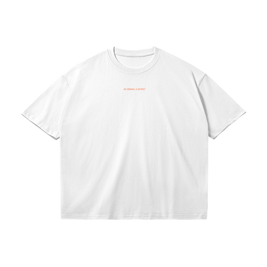 Peñiscola by Aube Studio in White - Flat lay front view - Unisex oversized fit - Aube Studio
