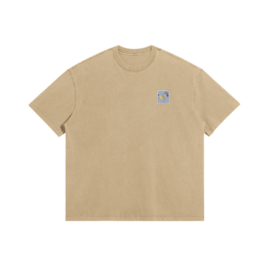 Pink Pelican by Aube Studio in Khaki - Flat lay front view - Unisex oversized fit - Aube Studio