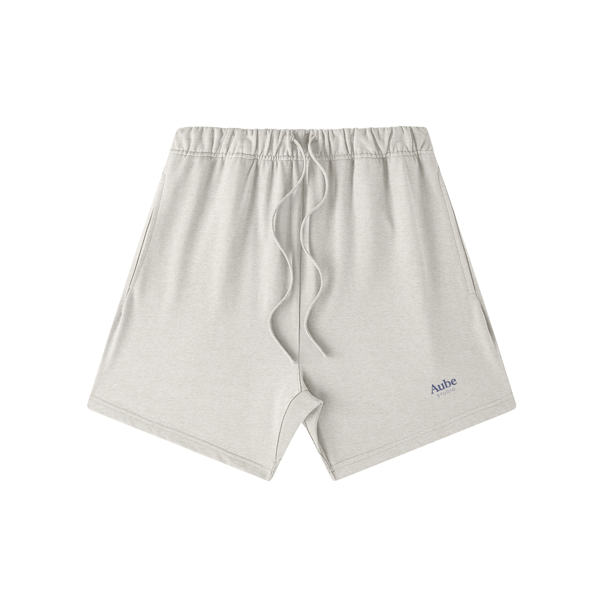 Unisex Oversized Short by Aube Studio in Heather Gray - Flat lay front view - Unisex oversized fit - Aube Studio