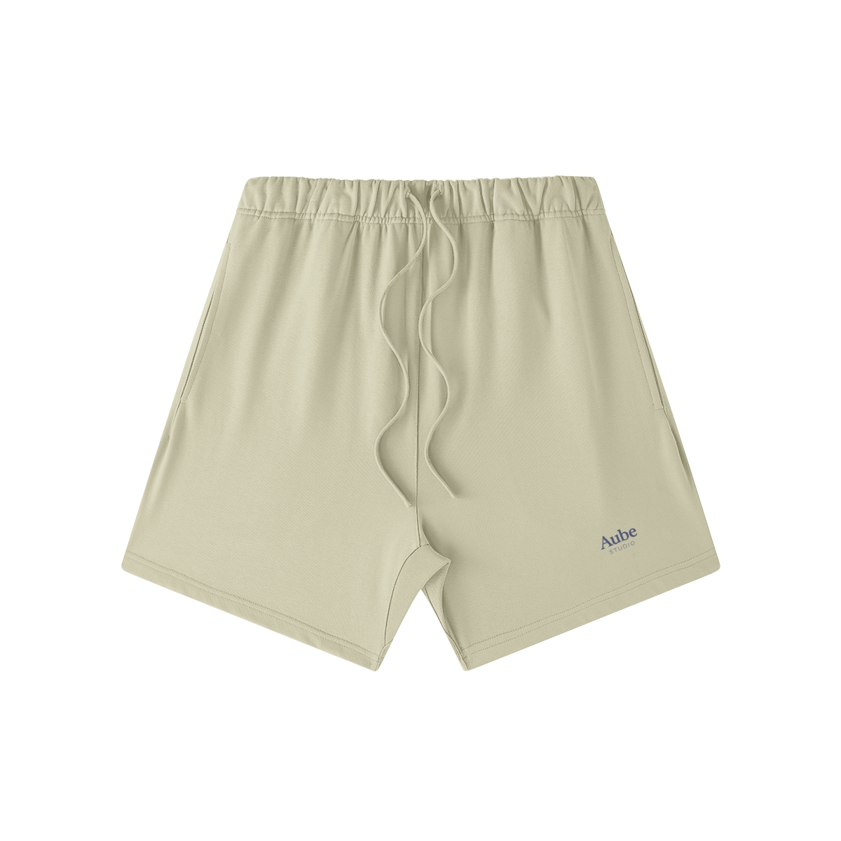 Unisex Oversized Short by Aube Studio in Pastel Gray - Flat lay front view - Unisex oversized fit - Aube Studio