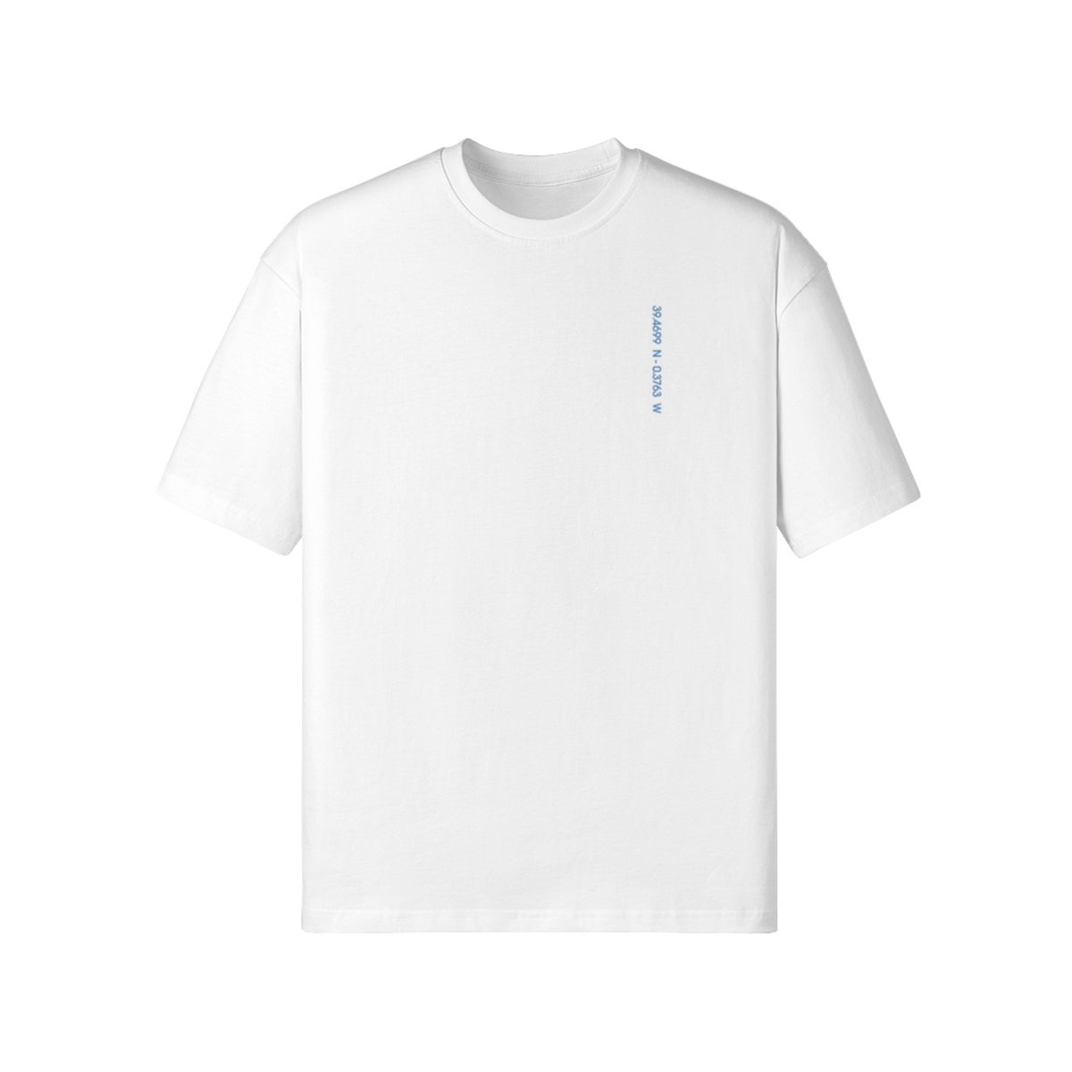 Valencia by Aube Studio in White - Hanging front view - Unisex oversized fit - Aube Studio